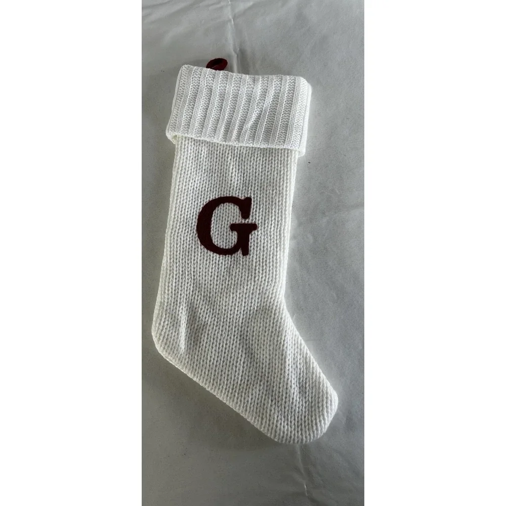 Wondershop Monogram Christmas Stocking Letter G Initial White Knit Target Lined